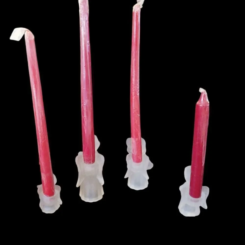Vintage Bloomingdale's frosted crystal angel candleholders